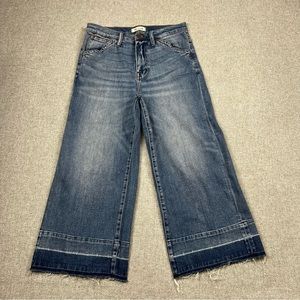 Madewell Wide Leg Crop Jeans Womens 30 High Rise Released Hem Stretch Denim Blue
